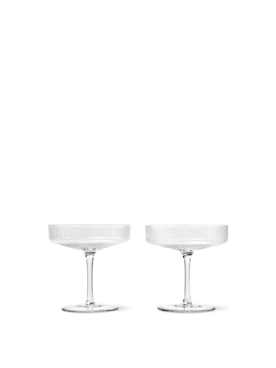 Ferm Living Ripple Champagne Saucers - Set van 2 champagnecoupes - Clear